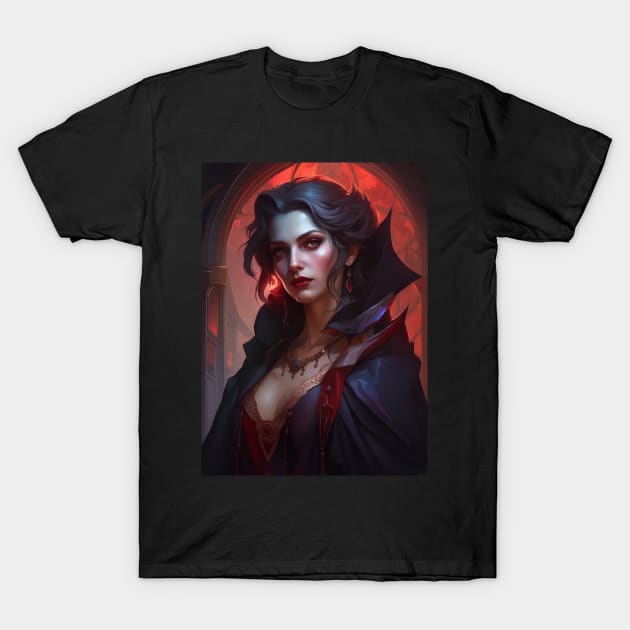 Beautiful Seductive Vampire Lady T-Shirt by PrancingPeekees